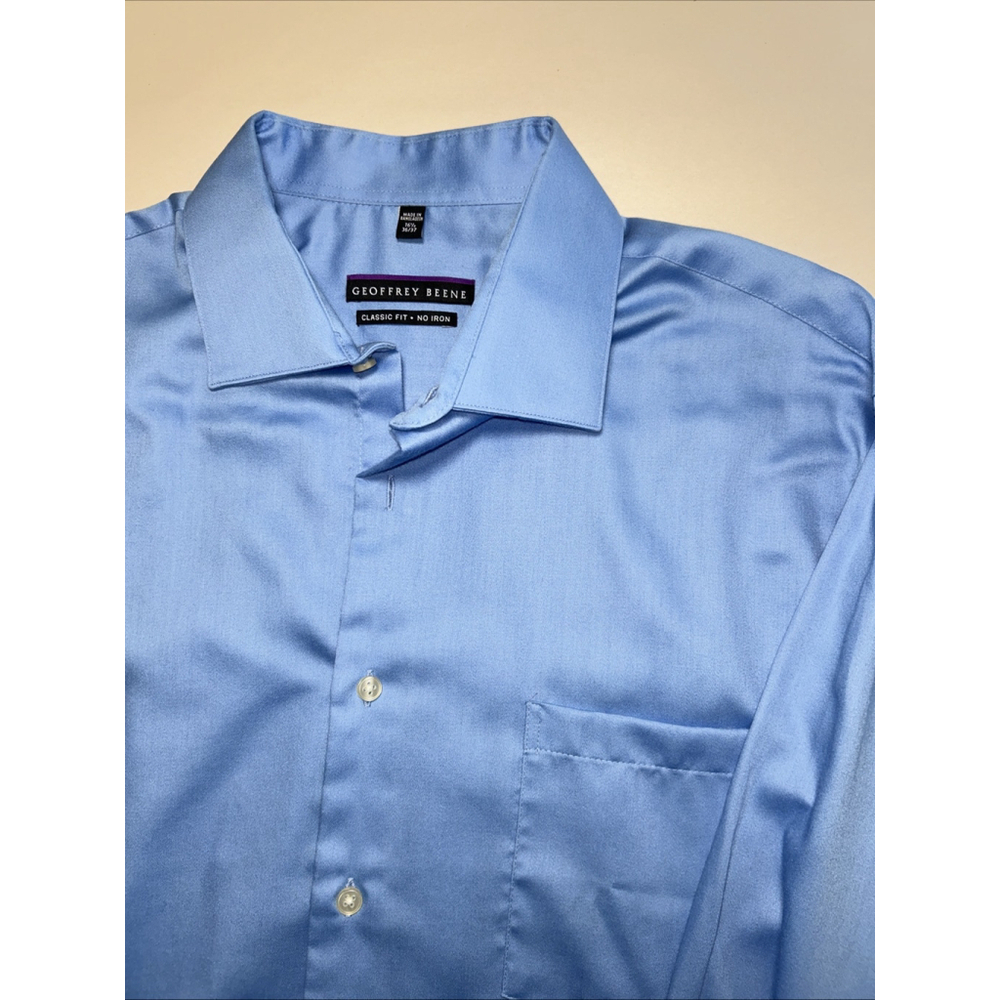 Geoffrey Beene 16.5 36/37 Gray Classic Fit No Iron Long Sleeve Button Up